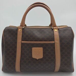 Vintage Celine Macadam Boston Bag in Brown